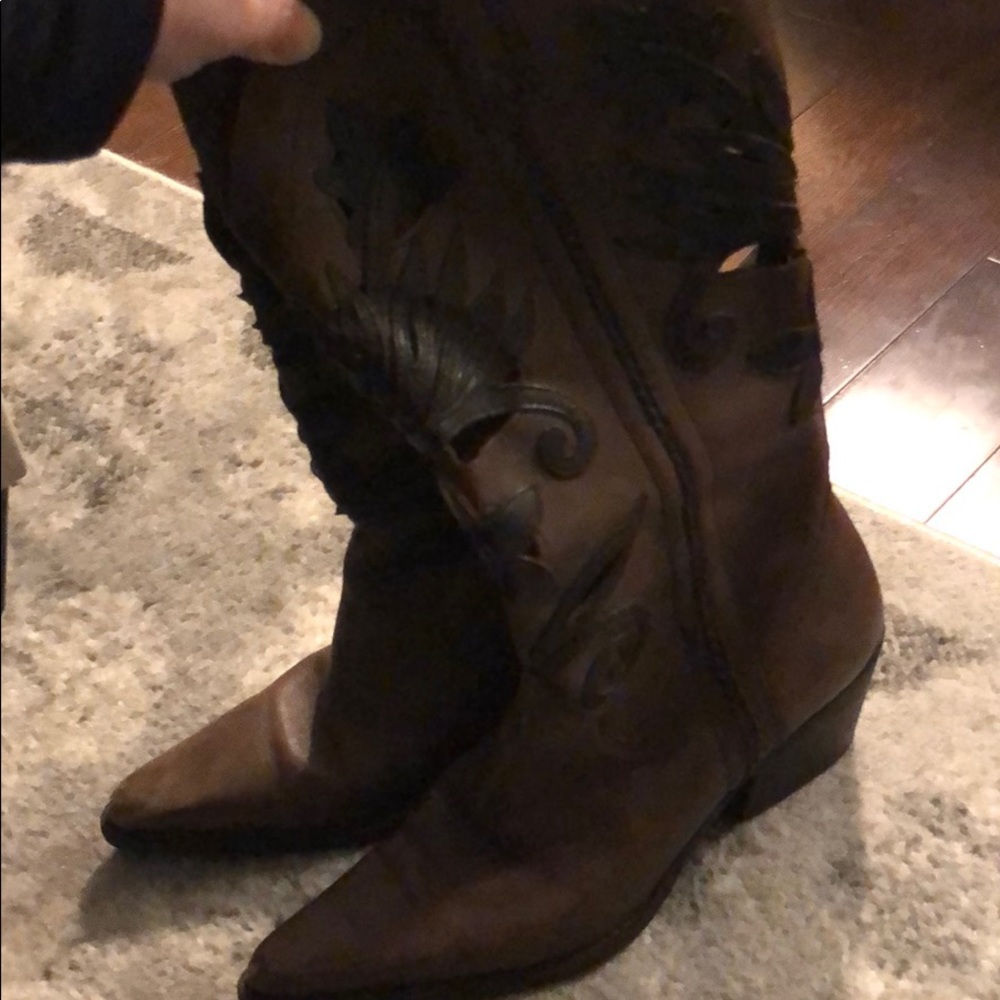 Brown cowboy boots